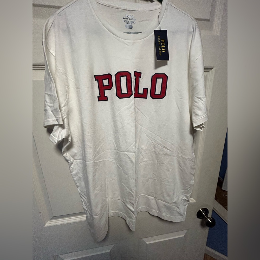 Polo Ralph Lauren White Tee with Red Logo